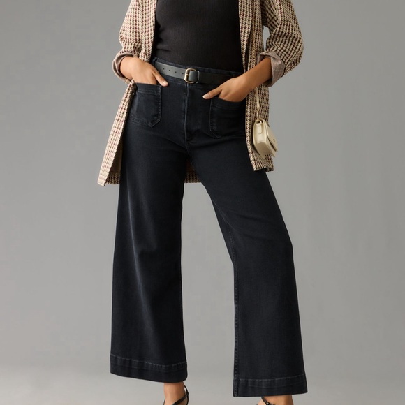 The Colette Denim High-Rise Cropped Wide-Leg Jeans by Maeve - Picture 1 of 10